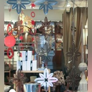 KENNETH WINGARD silver star snowflake mobile artwork wall hanging metal mirrored